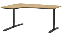 [FURN_1118] Corner Desk Black with metal base and wooden table-top, ergonomic and comfortable